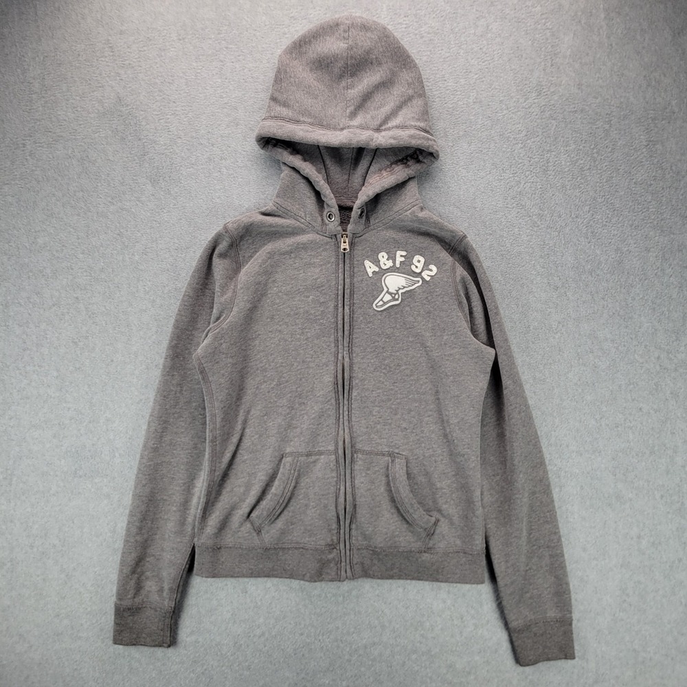 Abercrombie Fitch Sweater Womens Medium Gray‎ Full Zip Hoodie Sweatshirt